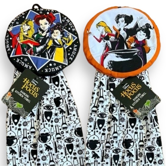 Disney Hocus Pocus Halloween Kitchen Towels 2 Pack New With Tags - Picture 1 of 6